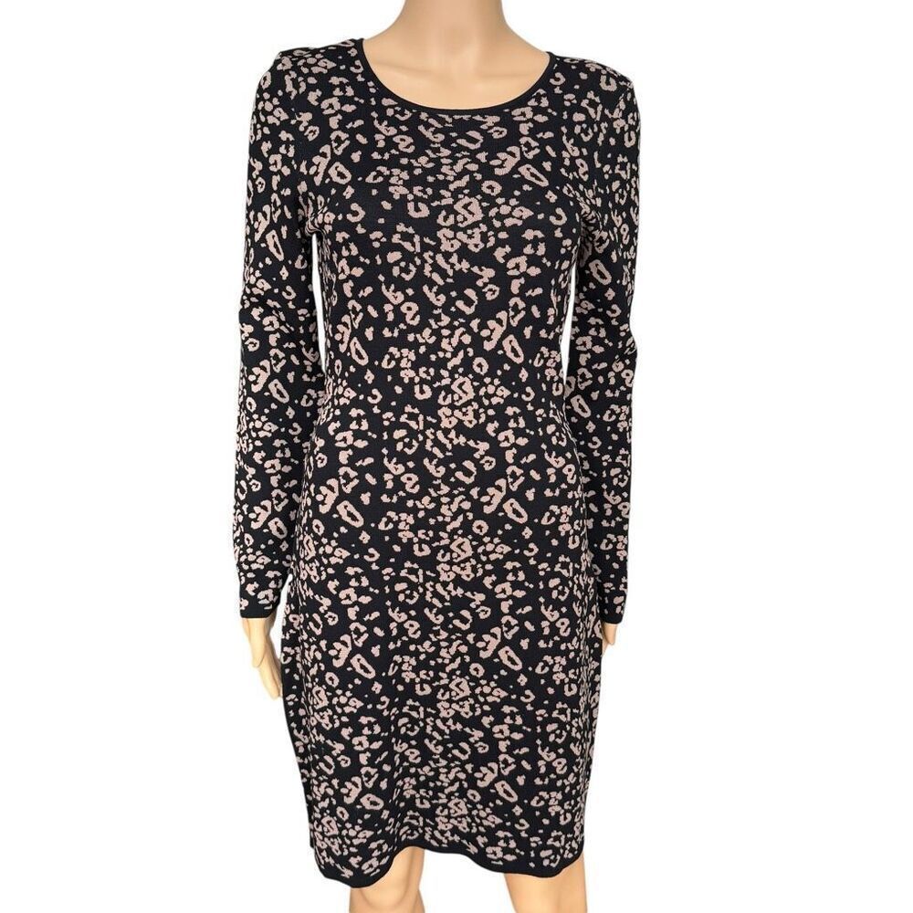 Belle Badgley Mischka Leopard Print Sweater Dress size M
